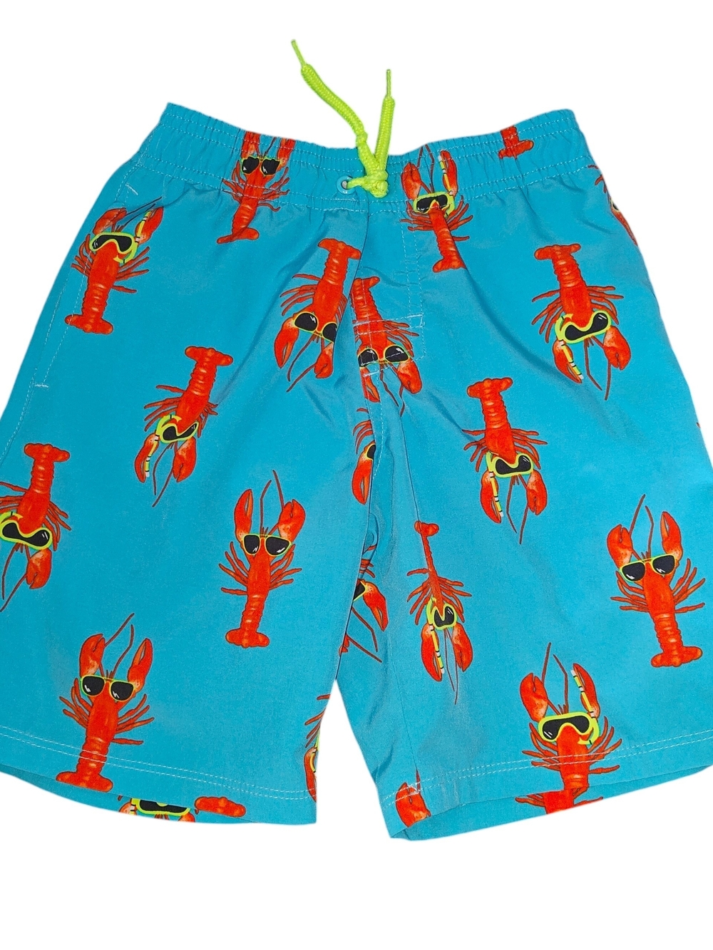 Wonder Nation Blue Swim Trunks with Red Lobster Print Kids Boys Size 6/7